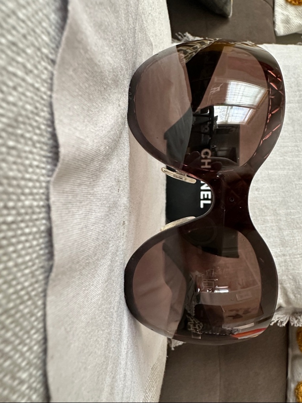 CHANEL Oversized Shield Sunglasses in Dark Brown Gradient